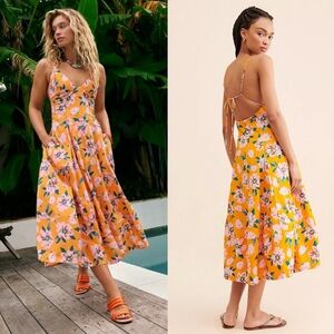 Free People Floral Strappy Midi Dress